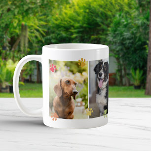 Rainbow Colored Cute Paw Prints Four Pet Photos Coffee Mug