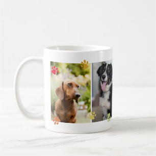 Rainbow Colored Cute Paw Prints Four Pet Photos Coffee Mug