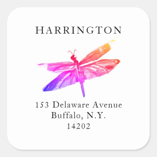 Rainbow_Colored Dragonfly Return Address Label