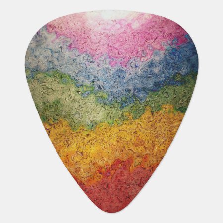 Rainbow Colored Energy Flow Stripes Guitar Pick