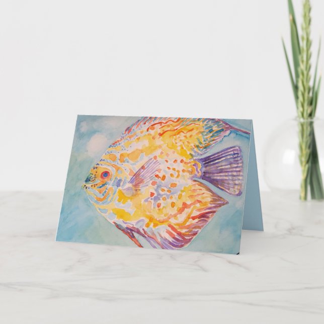 Rainbow Colored Fish Watercolour Sea Birthday Card (Front)