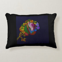 Rainbow Colored Floral Accent Pillow