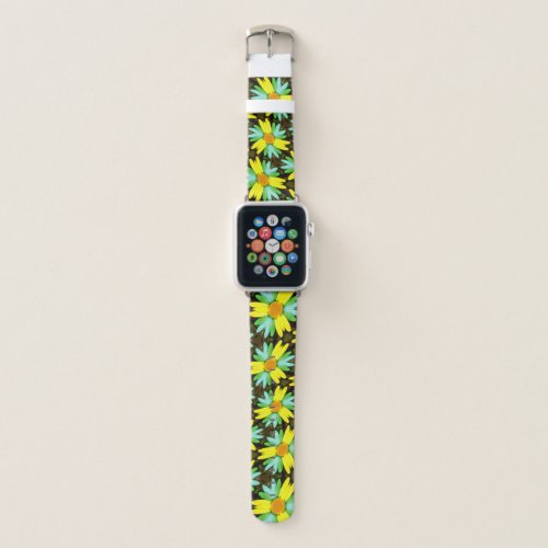 Rainbow Colored Flower Pattern Apple Watch Band