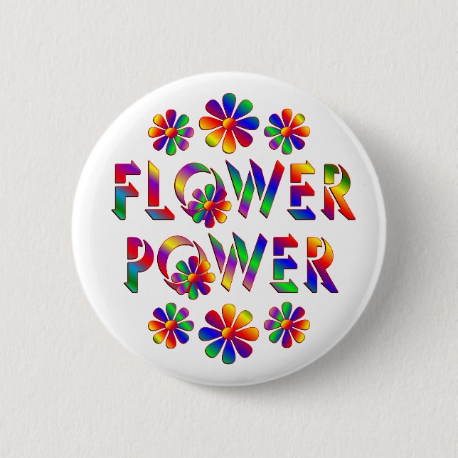 Rainbow Colored Flower Power Button (Front)