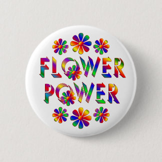 Rainbow Colored Flower Power Button