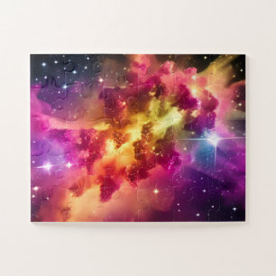 Rainbow Colored Fun Cosmic Outer Space in Universe Jigsaw Puzzle