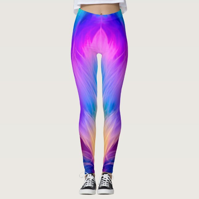 Rainbow Colored Fur Design-75293 Leggings (Front)