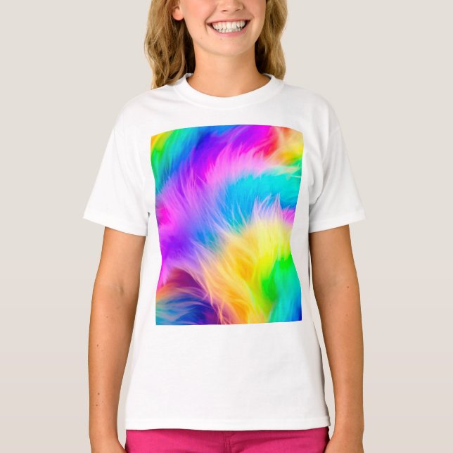 Rainbow Colored Fur Design-75293 T-Shirt (Front)