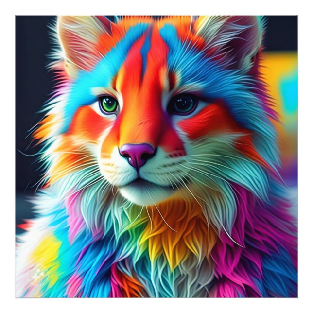 Rainbow Colored Furry Cat-68587 Photo Print (Front)
