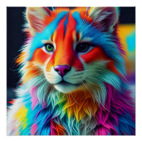 Rainbow Colored Furry Cat-68587