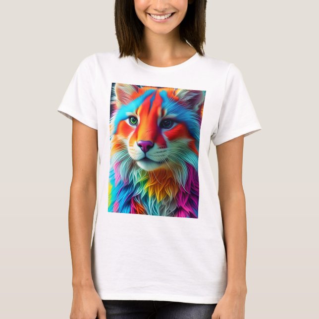 Rainbow Colored Furry Cat-68587 T-Shirt (Front)