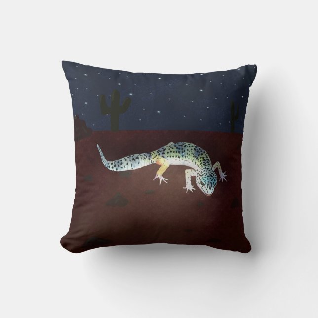 Rainbow colored gecko throw pillow (Front)