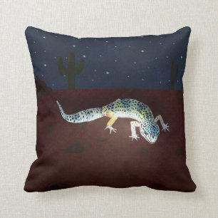 Rainbow colored gecko throw pillow