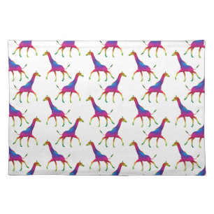 Rainbow Colored Giraffe Cloth Placemat