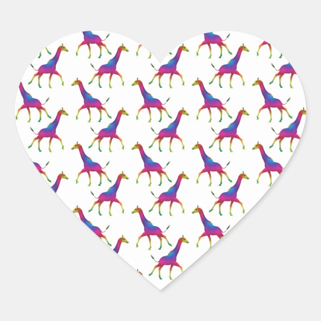 Rainbow Colored Giraffe Heart Sticker (Front)