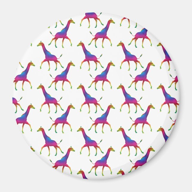 Rainbow Colored Giraffe Magnet (Front)