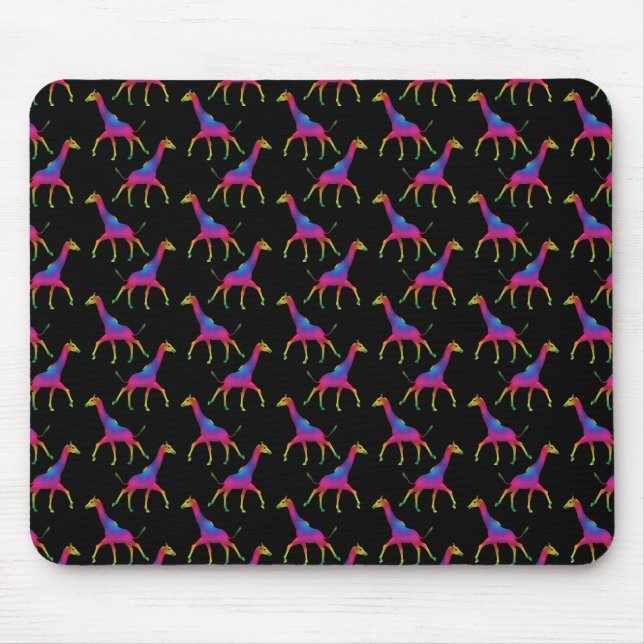 Rainbow Colored Giraffe Mouse Pad (Front)