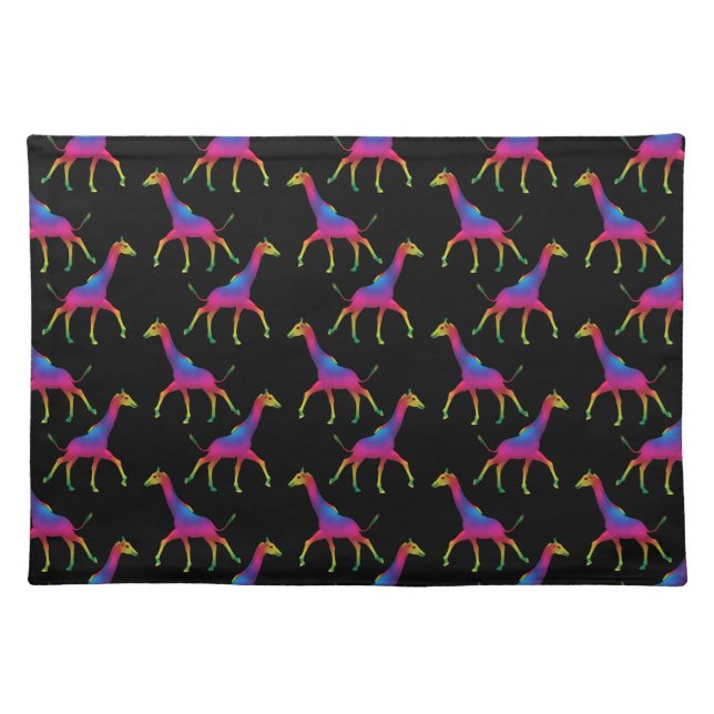 Rainbow Colored Giraffe Placemat (Front)