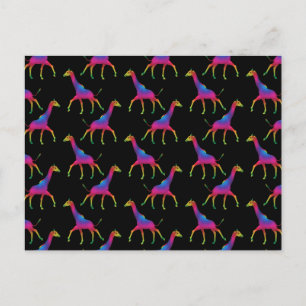 Rainbow Colored Giraffe Postcard