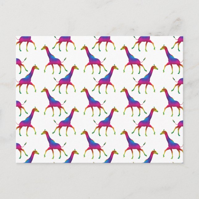 Rainbow Colored Giraffe Postcard (Front)