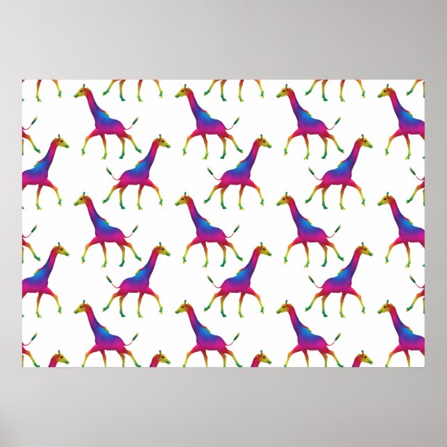 Rainbow Colored Giraffe Poster (Front)