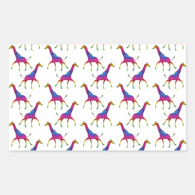 Rainbow Colored Giraffe Rectangular Sticker (Front)