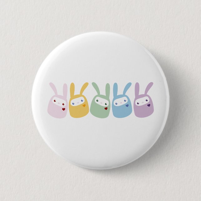 Rainbow Colored Gumdrop Bunnies Button (Front)