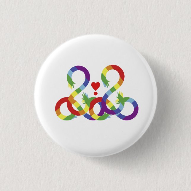 Rainbow, colored hands. Button (Front)