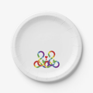 Rainbow, colored hands paper plates