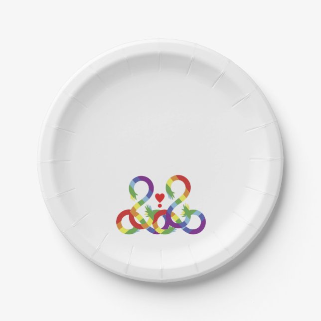 Rainbow, colored hands paper plates (Front)
