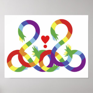 Rainbow, colored hands poster