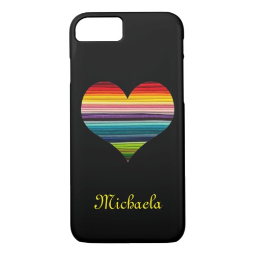 Rainbow Colored Heart Design Multicolor Stripes iPhone 87 Case