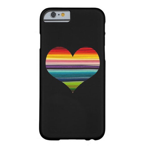 Rainbow Colored Heart Design Multicolor Stripes Barely There iPhone 6 Case