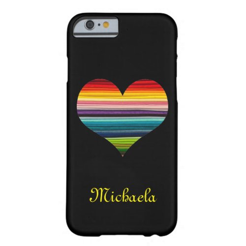 Rainbow Colored Heart Design Multicolor Stripes Barely There iPhone 6 Case