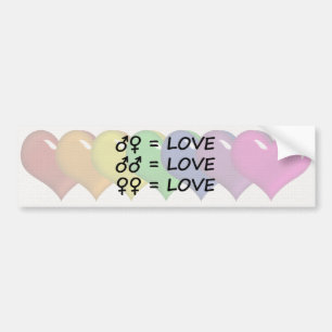 Rainbow Colored Hearts Bumper Sticker