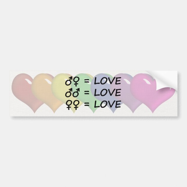 Rainbow Colored Hearts Bumper Sticker (Front)
