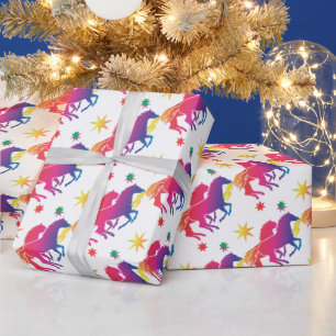 Rainbow colored horse wrapping paper