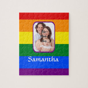 Rainbow colored jigsaw puzzle