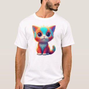 Rainbow Colored Kitten Cartoon T-Shirt