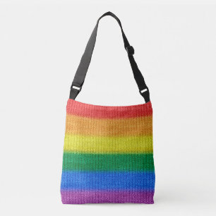 RAINBOW colored knitting Stripes seamless pattern Crossbody Bag