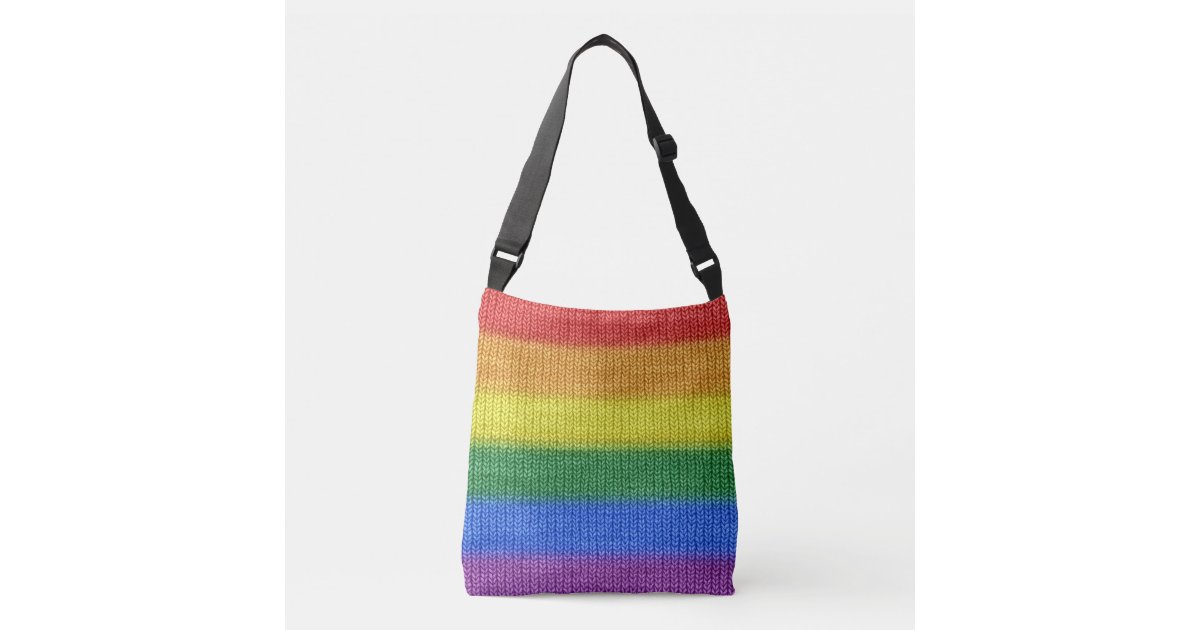 RAINBOW colored knitting Stripes seamless pattern Crossbody Bag | 0