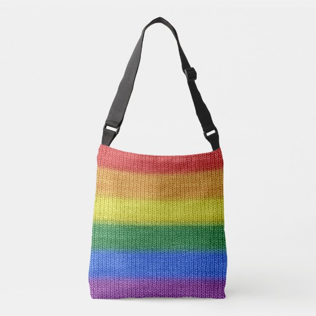 RAINBOW colored knitting Stripes seamless pattern Crossbody Bag (Front)