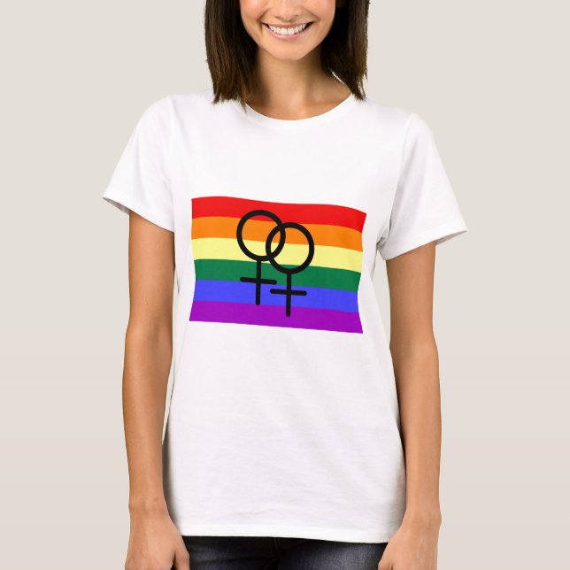 Rainbow Colored Lesbian Pride Flag T-Shirt (Front)