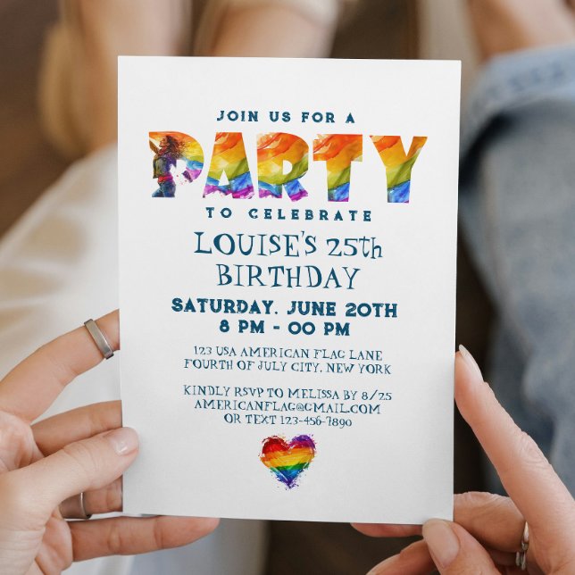 Rainbow Colored Letters Birthday Party Invitation (Creator Uploaded)