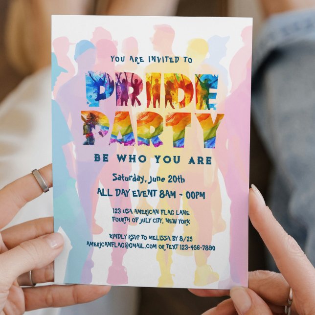 Rainbow Colored Letters Pride Party Invitation (Creator Uploaded)