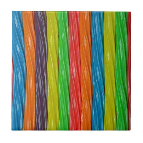 Rainbow colored licorice candy tile