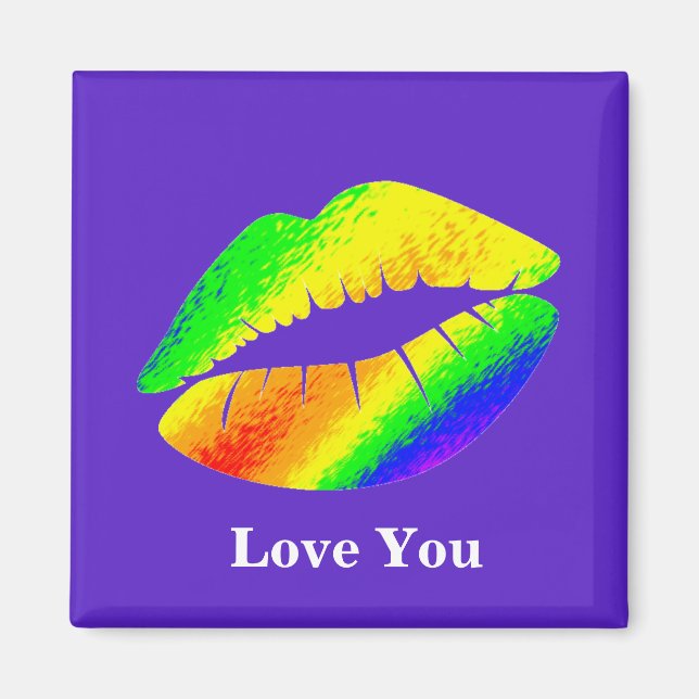 Rainbow Colored Lips Magnet (Front)