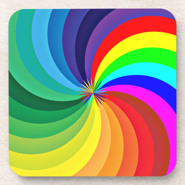 Rainbow Colored Mandala-46556 Beverage Coaster (Front)