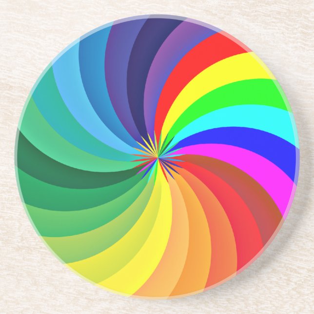 Rainbow Colored Mandala-46556 Coaster (Front)