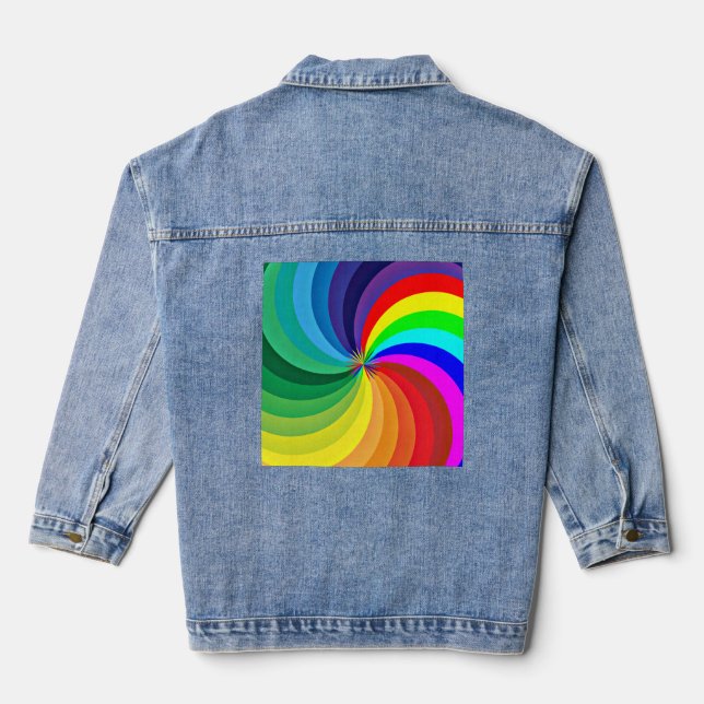 Rainbow Colored Mandala-46556 Denim Jacket (Back)